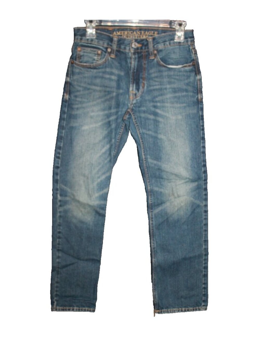 American Eagle Slim Straight Mens 28x27 ( Actual) Blue Jeans Med Rise Dark Wash